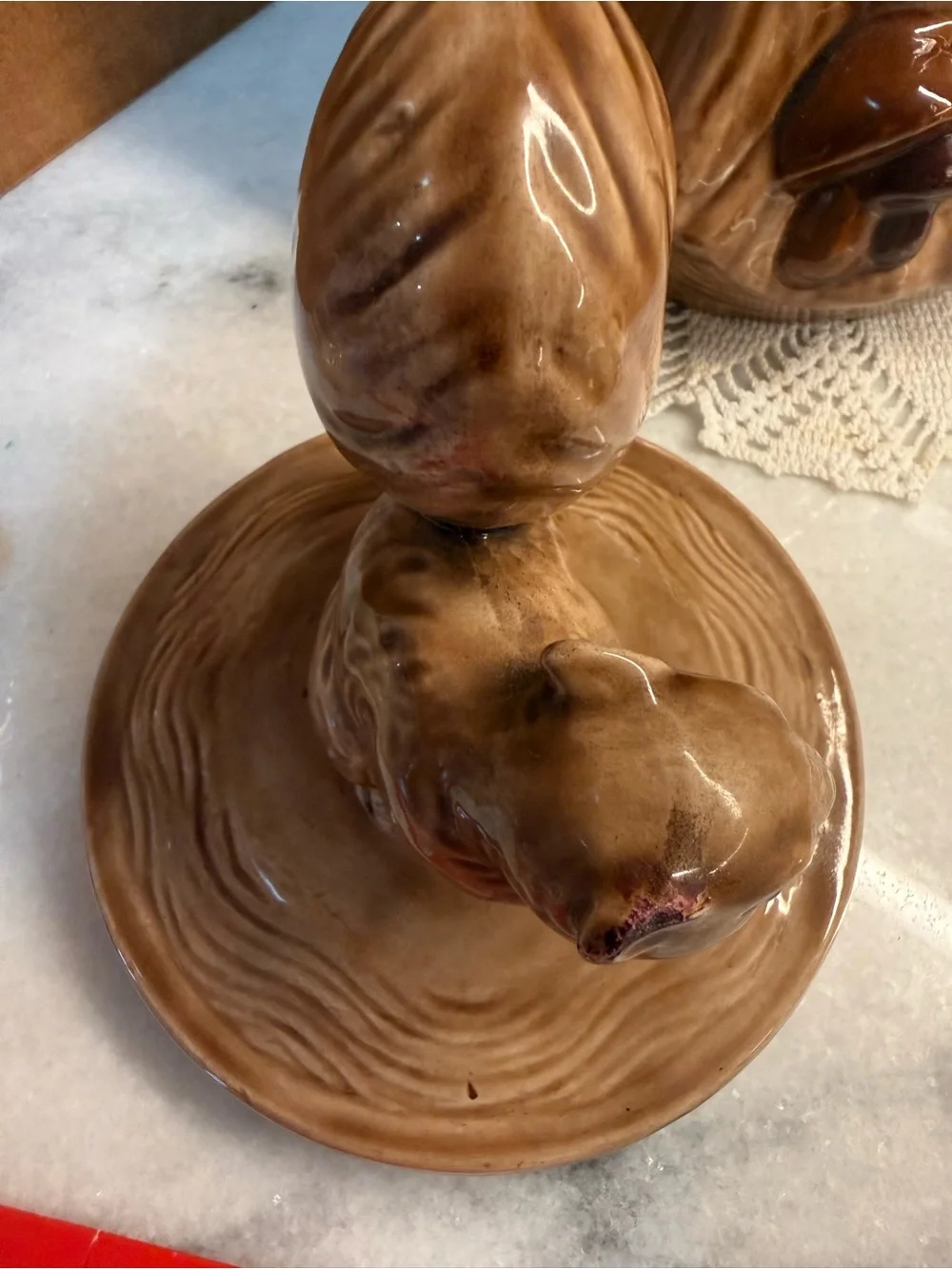 Brown Ceramic Squirrel Cookie Jar - Decorative Food Storage